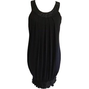 En Focus Petite Sleeveless Bubble Hem Dress Petite Sz Medium Black Glitter Neck